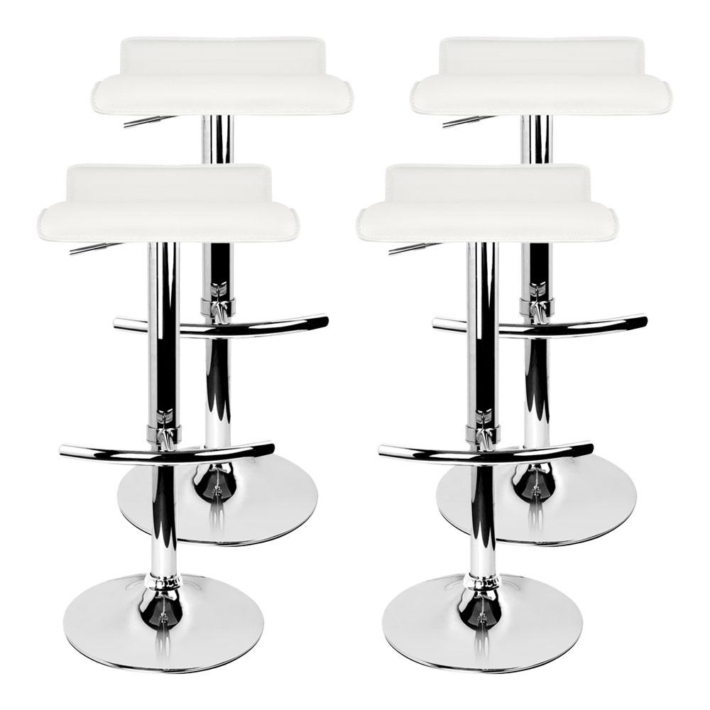 Artiss Set of 4 White PU Leather Wave Style Bar Stools with chrome base, showcasing modern design and comfort.